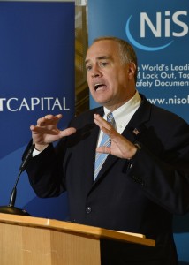New York State Comptroller Tom DiNapoli addresses invited guests and NiSoft staff